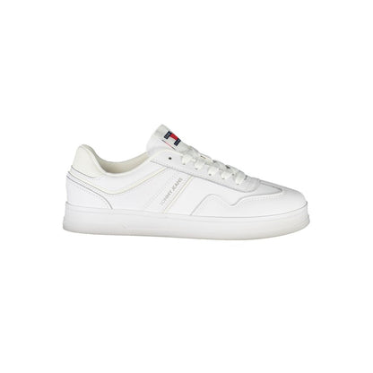 Tommy Hilfiger White Polyethylene Women Sneaker, featuring a chic design with contrasting white details and removable footbed for comfort.