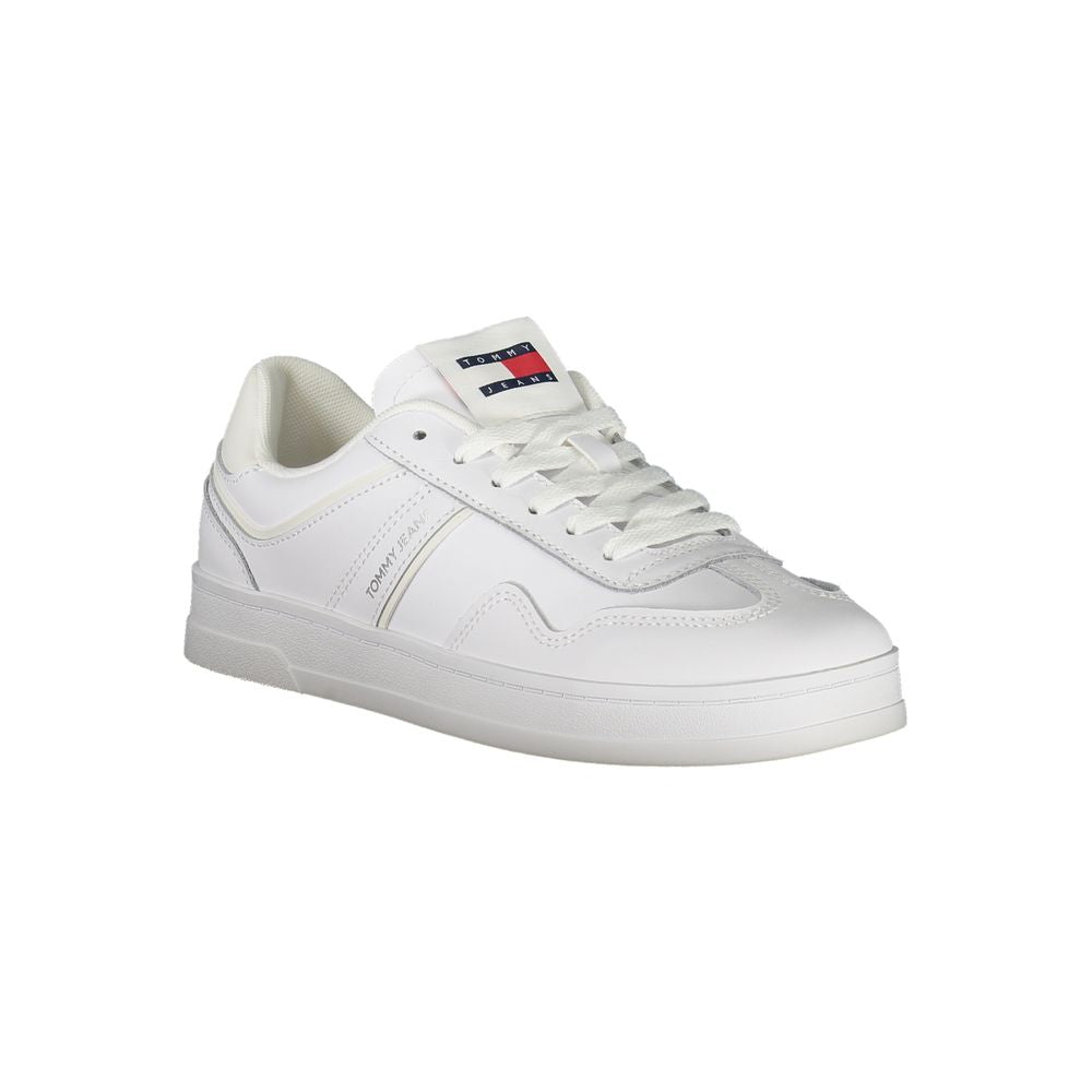 Tommy Hilfiger White Polyethylene Women Sneaker with dynamic design and comfort features, showcasing casual chic style.
