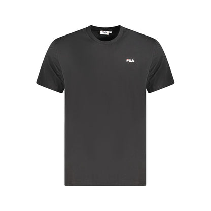 Fila Black Cotton Men T-Shirt with iconic logo and crew neck design, made from 100% organic cotton for comfort and style.