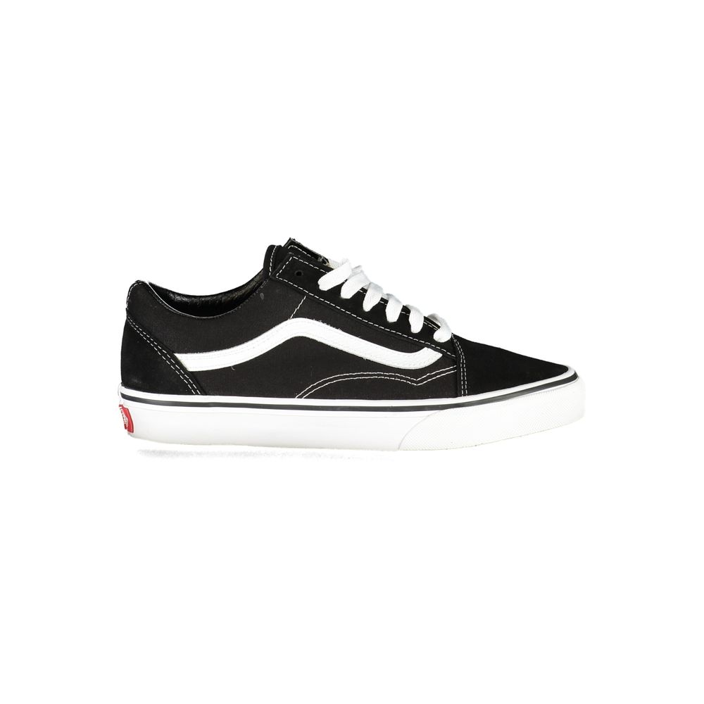 Vans Black Leather Men Sneaker with iconic white side stripe, classic design, and durable build for style and comfort.