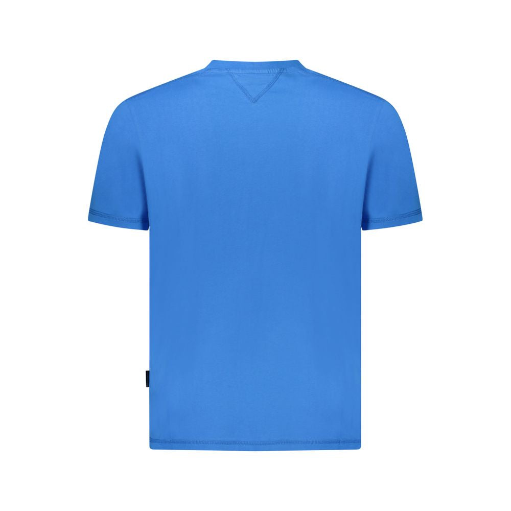 Napapijri Blue Cotton Men T-Shirt back view showcasing premium organic cotton and casual design for stylish comfort.
