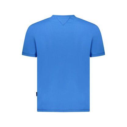 Napapijri Blue Cotton Men T-Shirt back view showcasing premium organic cotton and casual design for stylish comfort.