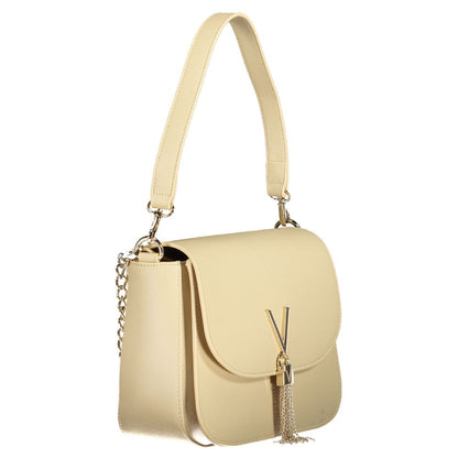 Mario Valentino Beige Polyethylene Women Handbag with removable shoulder handle and detachable chain strap.