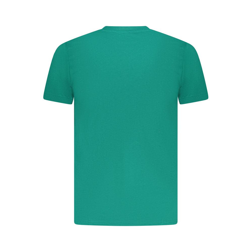 Cavalli Class Green Cotton Men T-Shirt, back view showcasing vibrant color and soft fabric ideal for stylish comfort.