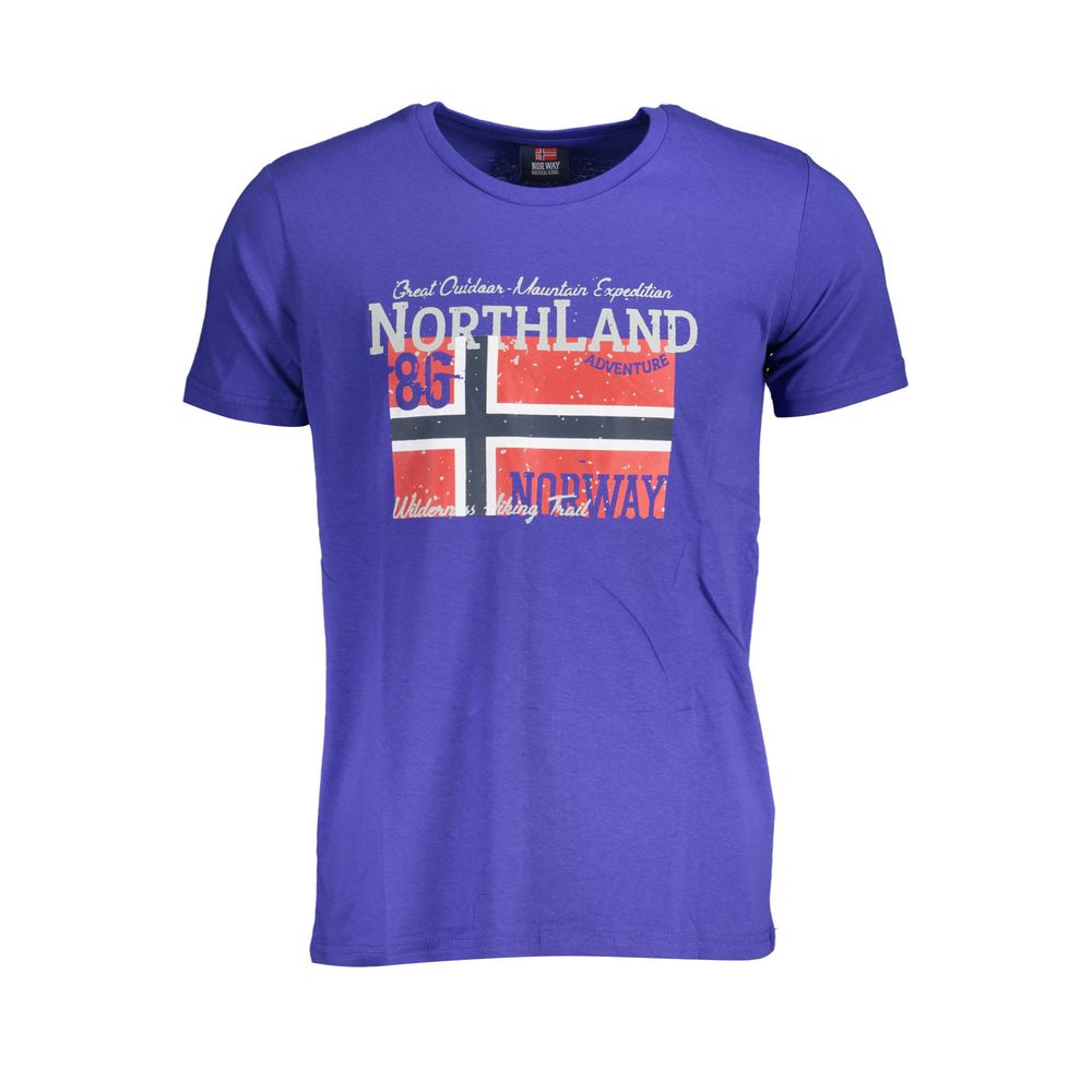 Norway 1963 Blue Cotton Men T-Shirt with iconic logo design, crew neck, and short sleeves, ideal for urban streetwear enthusiasts.