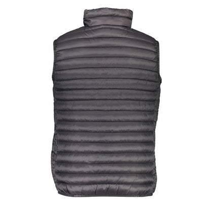 Back view of North Sails Black Polyamide Men Jacket showcasing its sleek design without sleeves.