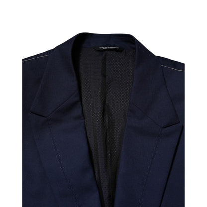 Dolce & Gabbana Blue Wool Single Breasted Suit Coat Blazer