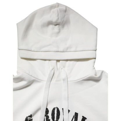 Dolce & Gabbana White Cotton DG ROYAL Print Hooded Sweater