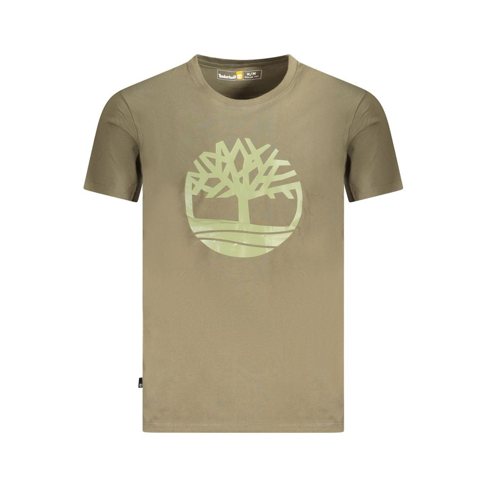 Timberland Green Cotton T-Shirt - Short sleeve, regular fit, crew neck with logo print on front.