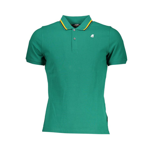K-WAY Green Cotton Polo Shirt with short sleeves, 2 buttons, contrast details, and logo.