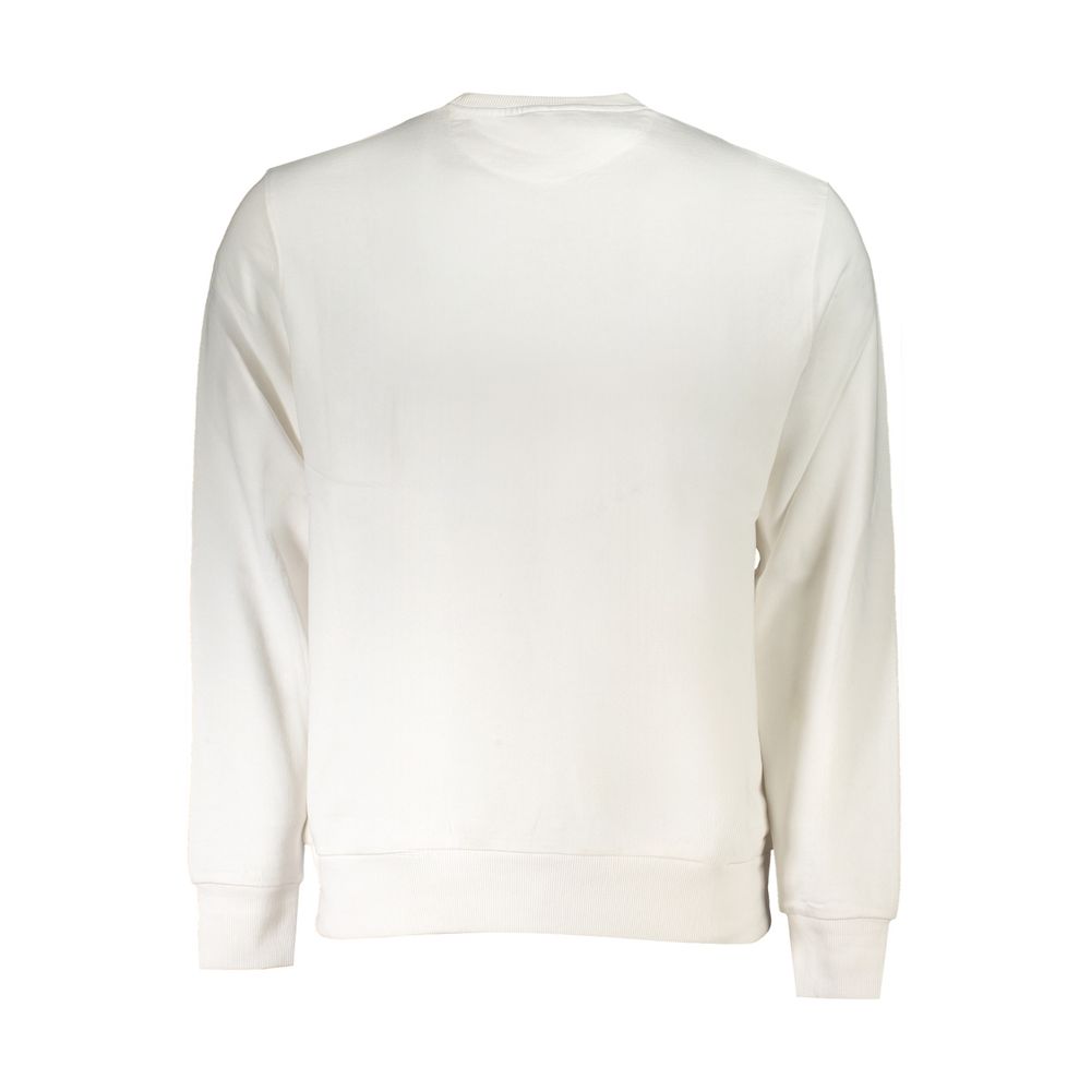 Back view of North Sails White Cotton Men Sweater with crew neck and long sleeves, showcasing its premium cotton material.