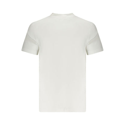 Back view of Calvin Klein White Cotton Men T-Shirt showcasing simple white design for casual style.