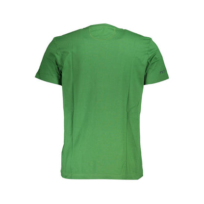 Back view of La Martina Green Cotton Men T-Shirt featuring short sleeves and crew neck design