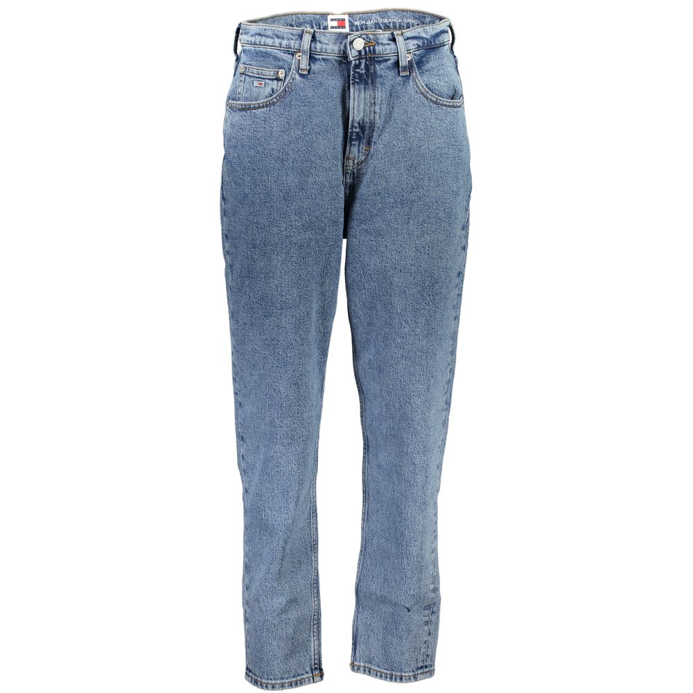 Tommy Hilfiger Blue Cotton Women Jeans - Ultra High Tapered with classic embroidery and logo for vintage and modern style.