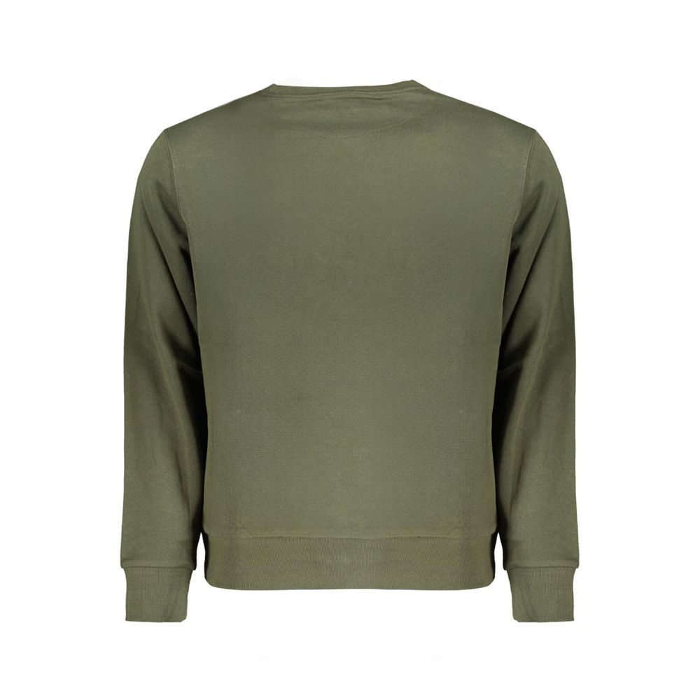 Back view of North Sails Green Cotton Men Sweater with long sleeves and crew neck.