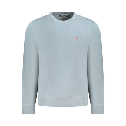 Napapijri Gray Cotton Men Sweater - long sleeve crew neck with subtle embroidery, perfect for casual luxury style.