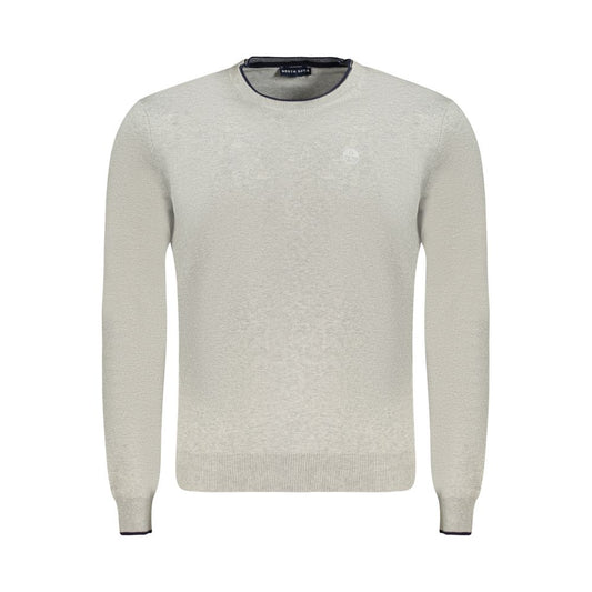 North Sails Brown Cotton Men Sweater with crew neck and embroidery detailing