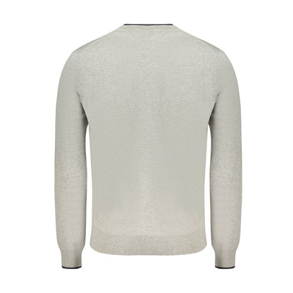 Back view of North Sails Brown Cotton Men Sweater showcasing its classic crew neck and premium cotton fabric