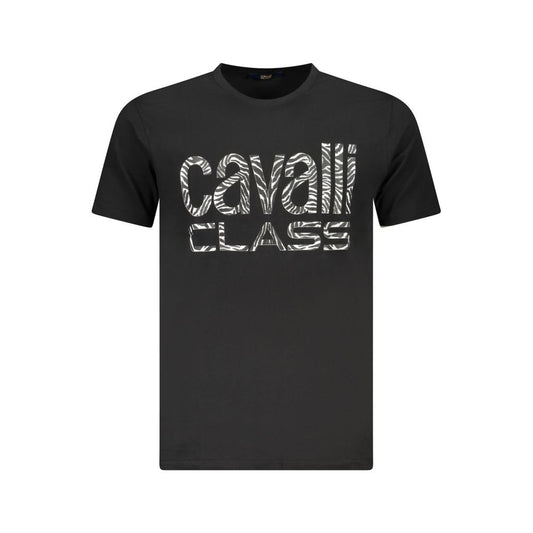 Cavalli Class Black Cotton Men T-Shirt with iconic logo print, premium fabric, and sleek style. Perfect addition to elevate your wardrobe.