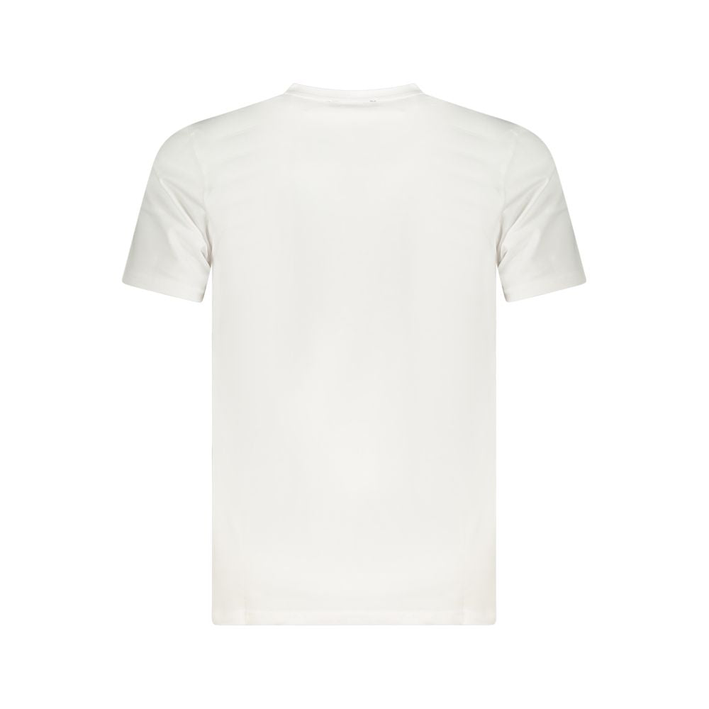Back view of Cavalli Class White Cotton Men T-Shirt showcasing premium cotton material and a crisp white color.