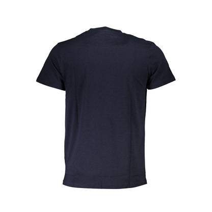 Back view of Cavalli Class Blue Cotton Men T-Shirt featuring premium cotton and designer flair.