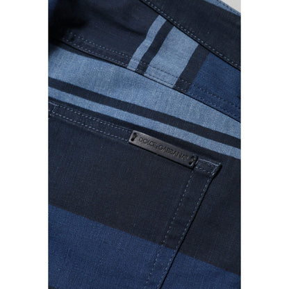 Dolce & Gabbana Blue Striped Cotton Stretch Denim Jeans