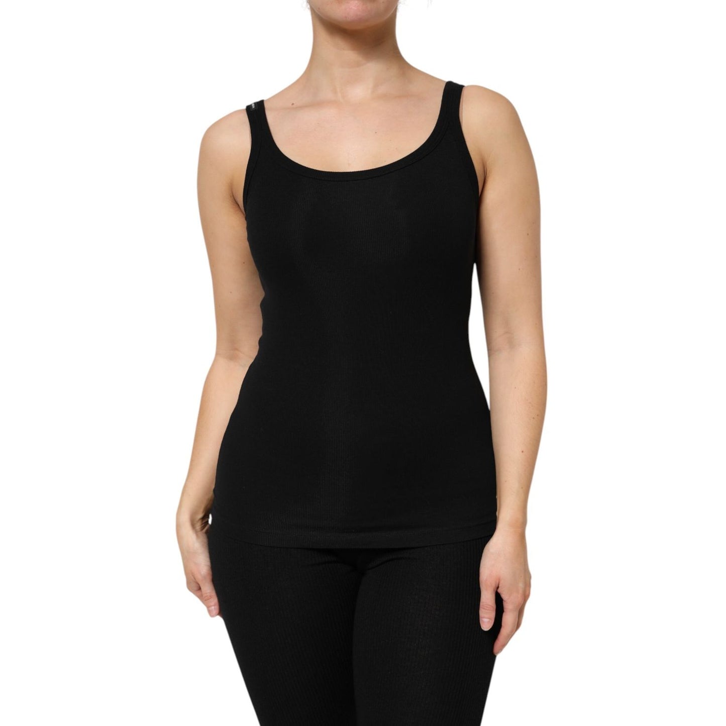 Dolce & Gabbana Black Cotton Stretch Sleeveless Women Tank Top