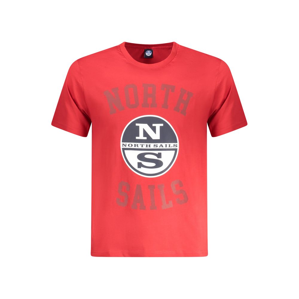 North Sails Red Cotton Men T-Shirt with logo and print design