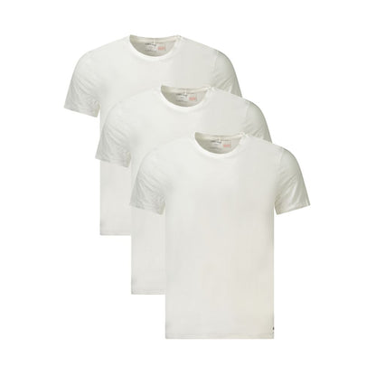 Calvin Klein White Cotton Men T-Shirt tri-pack with crew neck and logo embroidery in sleek design, perfect for layering or casual wear.
