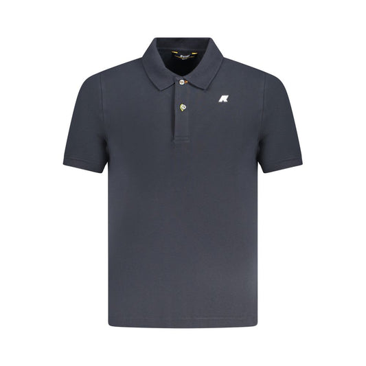 K-WAY Blue Cotton Polo Shirt, short sleeve with 2 buttons and logo application, front view