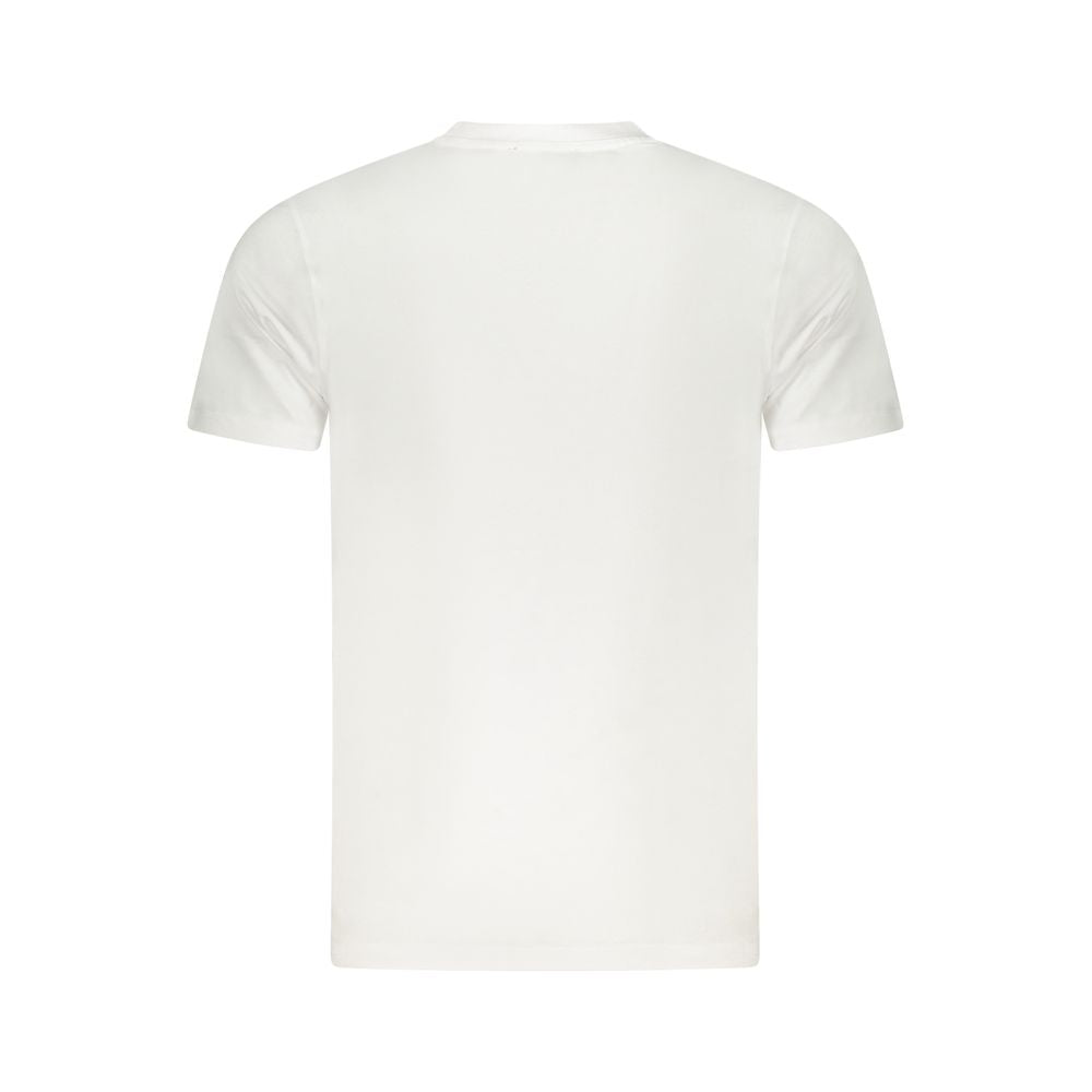 Back view of Cavalli Class White Cotton Men T-Shirt showcasing luxurious cotton fabric and bold style.