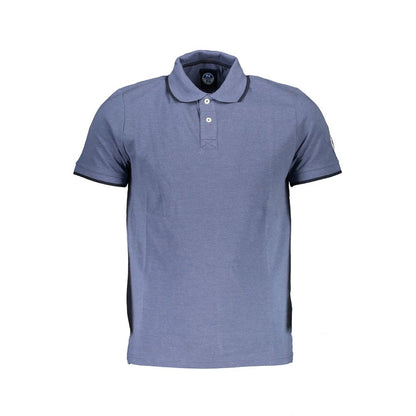North Sails Blue Cotton Men Polo Shirt with contrasting details and logo application