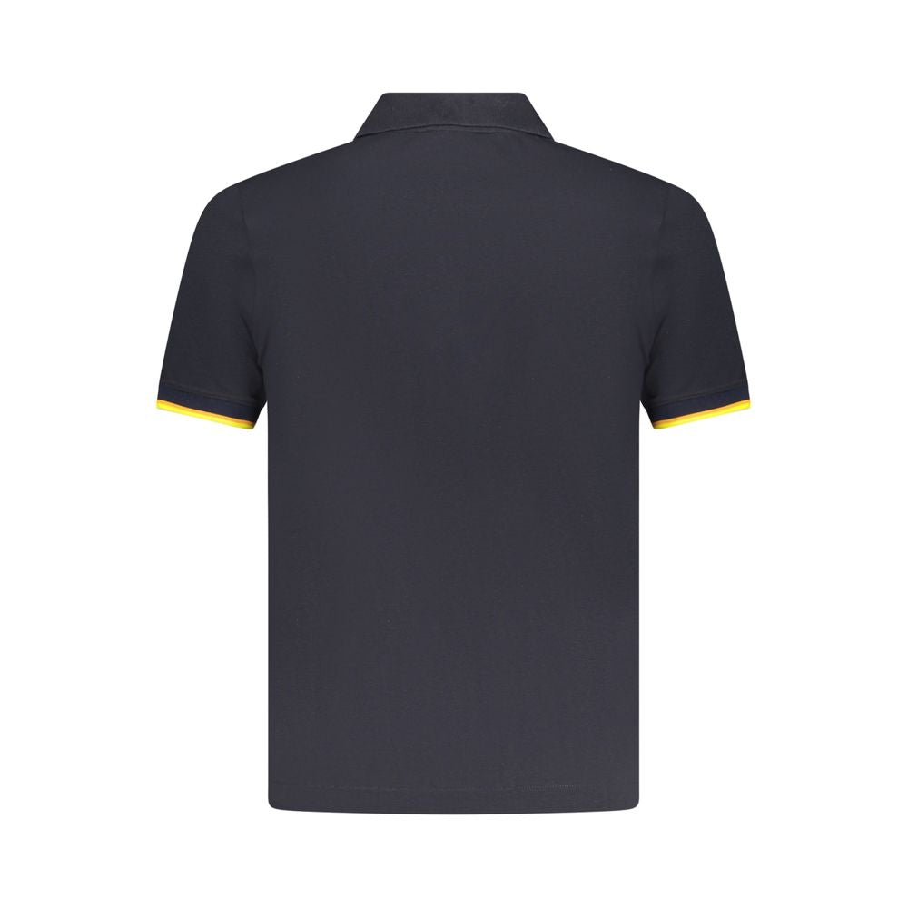 Back view of K-WAY Blue Cotton Polo Shirt with short sleeves, 2 buttons, contrasting details, and logo application.
