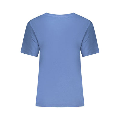 North Sails Blue Cotton Women T-Shirt with wide neck and embossed logo, back view showing soft cotton fabric and stylish design.