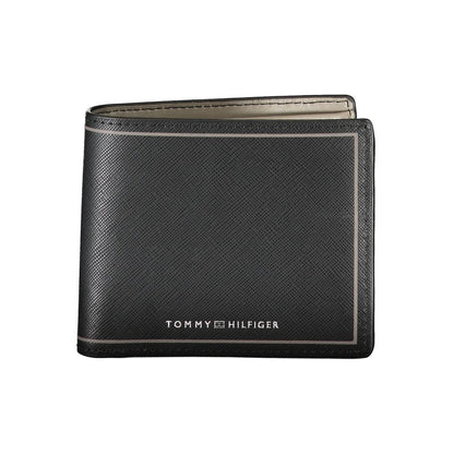 Tommy Hilfiger Black Leather Wallet with card slots, coin purse, and contrast details