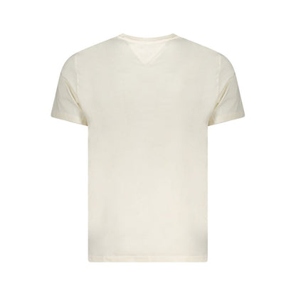 Back view of Tommy Hilfiger Beige Cotton Men T-Shirt featuring short sleeves and crew neck design.