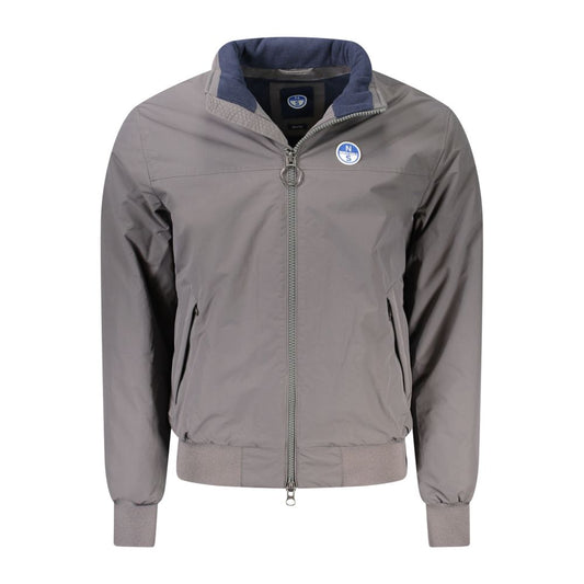 North Sails Gray Polyamide Men Jacket with zip closure and logo