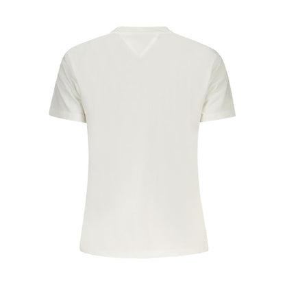 Tommy Hilfiger Beige Cotton Women T-Shirt, back view, showcasing short sleeves and fine craftsmanship in sustainable cotton.