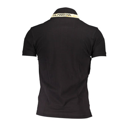 La Martina Black Cotton Polo Shirt