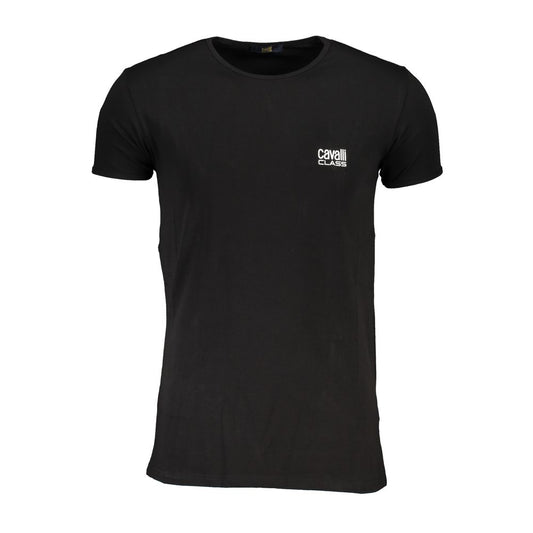 Cavalli Class Black Cotton T-Shirt CA-26554-M