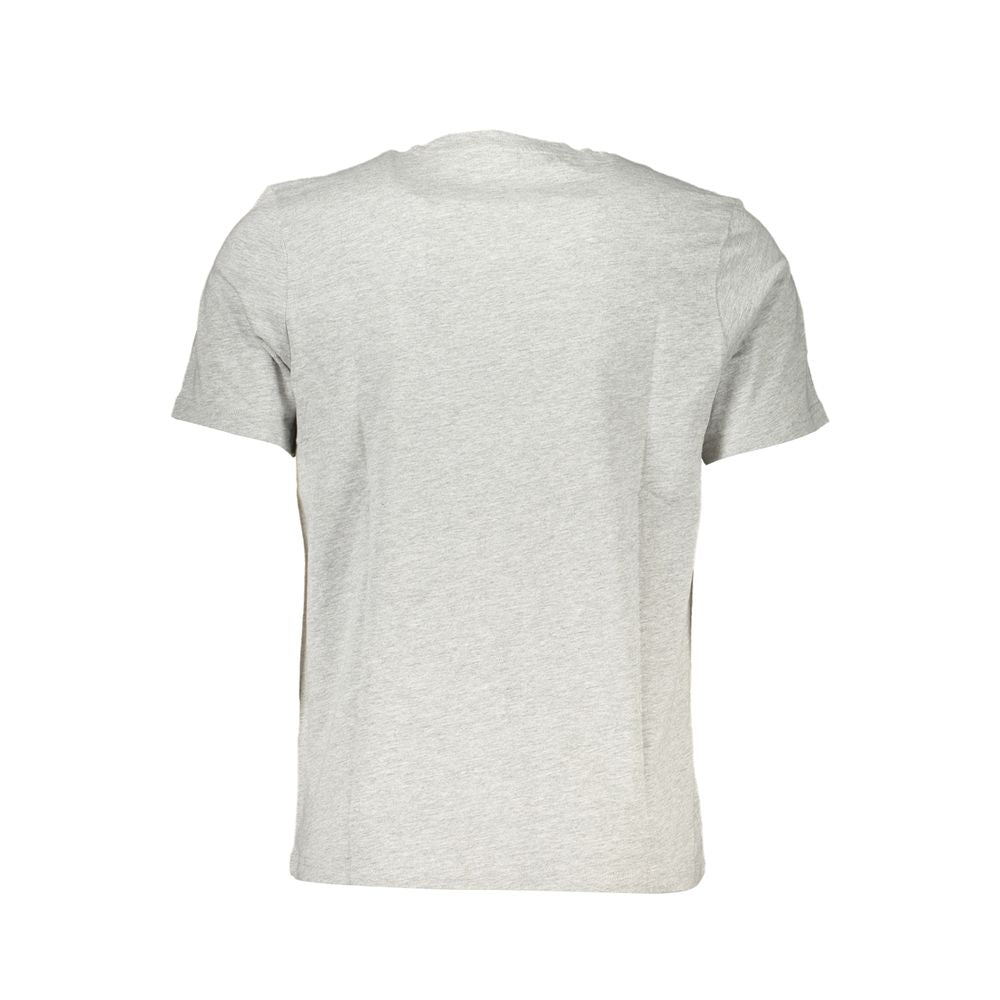 Back view of a North Sails Brown Cotton Men T-Shirt in gray shade on white background, showcasing short sleeves and casual fit.
