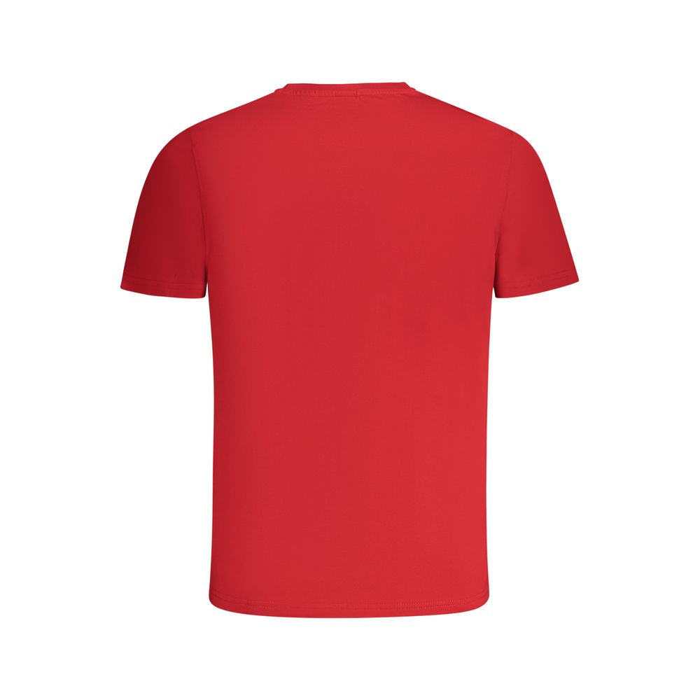 Back view of North Sails Red Cotton Men T-Shirt with short sleeves and crew neck design.