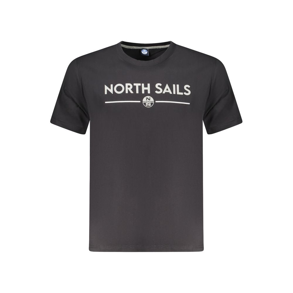 North Sails Black Cotton Men T-Shirt with logo print on front