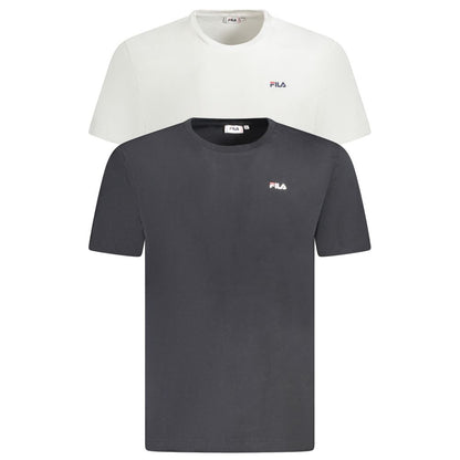Fila White Cotton Men T-Shirt with black variant, featuring logo print, crafted from 100% organic cotton for casual style and comfort.