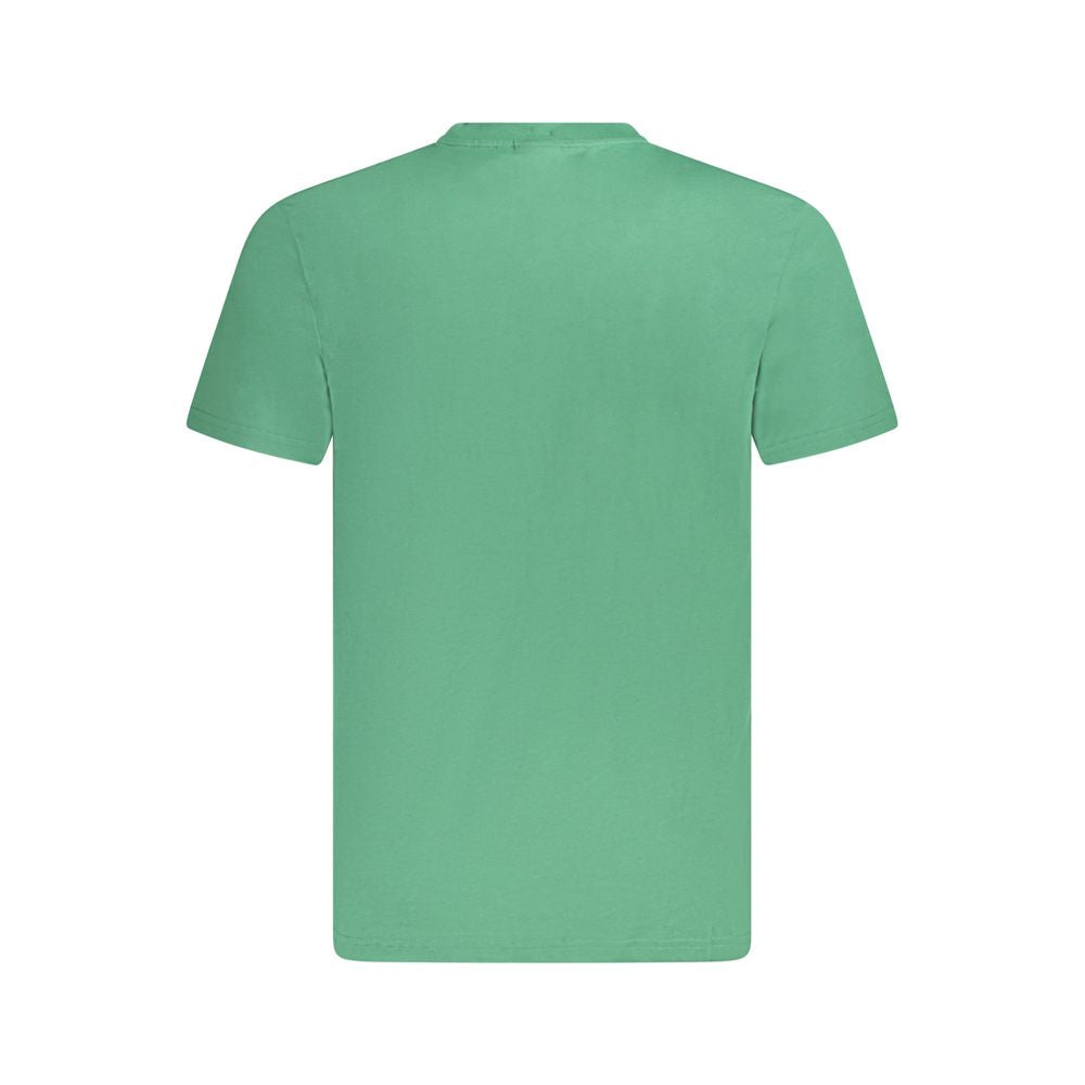 Back view of Fila Green Cotton Men T-Shirt showcasing organic cotton fabric and iconic branding.
