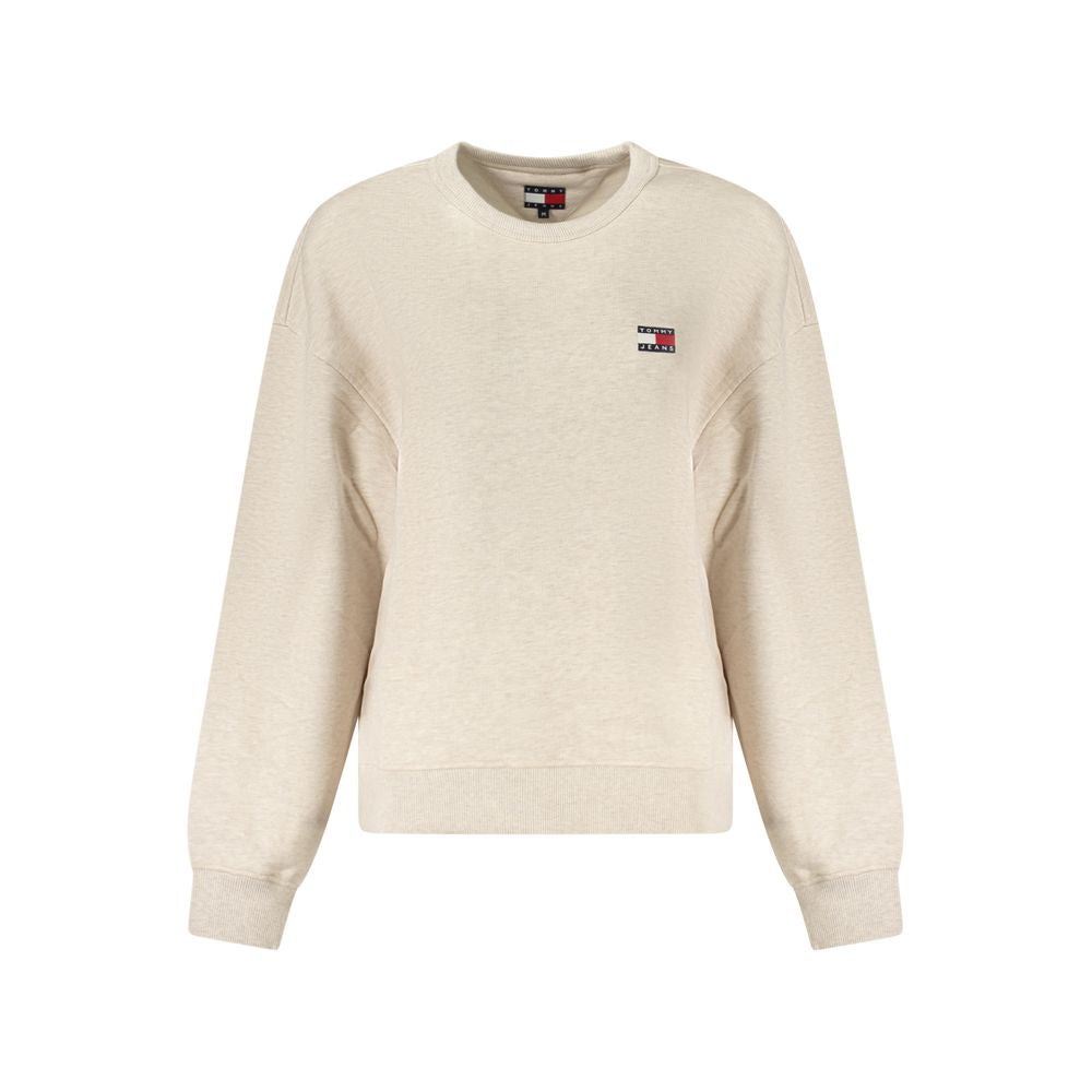 Tommy Hilfiger Beige Cotton Women Sweater with long sleeves and iconic embroidery.