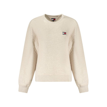 Tommy Hilfiger Beige Cotton Women Sweater with long sleeves and iconic embroidery.