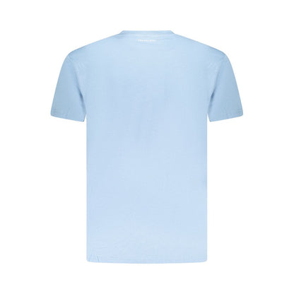 Trussardi Light Blue Cotton Men T-Shirt showcasing casual elegance with a premium logo print
