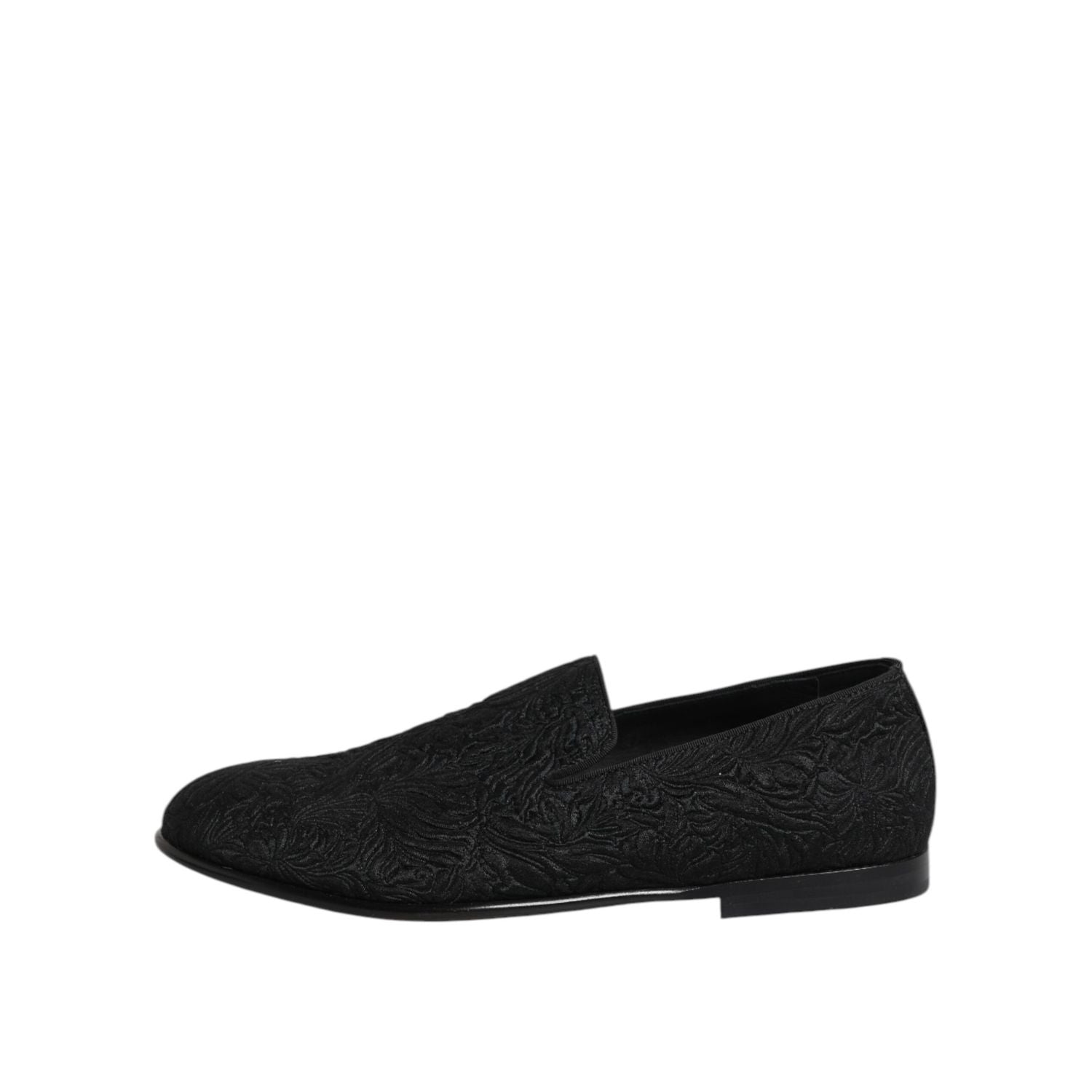 Dolce & Gabbana Black Jacquard Slip On Loafers Formal Shoes
