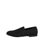Dolce & Gabbana Black Jacquard Slip On Loafers Formal Shoes